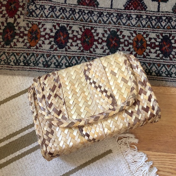 Vintage Wicker Woven Rattan Straw Handbag - Picture 1 of 7